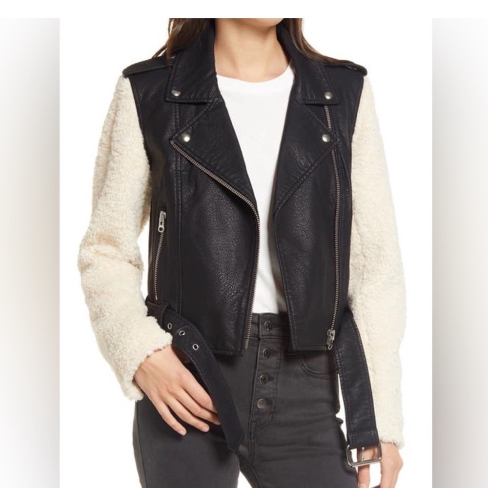 Pistola Anita Faux Leather Shearling Moto Jacket